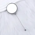 Espejo de mano DIY con cuentas y marco gris minimalista para maquillaje y cuidado personal - 14.6x5.4cm / Gris