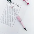 Handmade pink beaded ballpoint pen decorated with sugar pearls and crystal rhinestones - Candy Light Pink