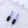Bolígrafo de cuentas retráctil DIY en color lila macarrón con mango negro cómodo - Punta de bala 1,0 mm / Caqui Púrpura