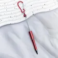 Penna a sfera rossa metallizzata con perle e moschettone coordinato per uso esterno - 1.0 Tipo Proiettile / Rosso