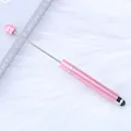 Long pink metallic DIY bead stringing pen with capacitive touch screen stylus tip - 62-Morandi Pink