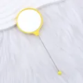 Espejo de mano amarillo para cuentas DIY con varilla de metal larga y cristal HD de calidad - 14.6x5.4cm / Amarillo Macaron