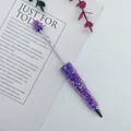 Charming purple iridescent mermaid beaded ballpoint pen with lovely heart accents. - 1.0mm Bullet Tip / Purple