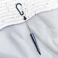 Penna a sfera portatile con moschettone da esterno con elegante finitura blu metallico - 1.0 Tipo Proiettile / Blu Inchiostro