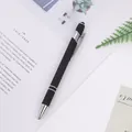 Black aluminum metal ballpoint pen with silver trim and stylus tip for touchscreens - 1.0mm Bullet Tip / Black