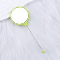 Pequeño espejo de maquillaje portátil con mango de metal de cuentas verdes para niñas - 14.6x5.4cm / Amarillo tierno