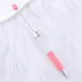 Bolígrafo de cuentas DIY rosa con tubo transparente para rellenar con decoraciones - Rosa Barbie