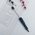 Handmade iridescent bubble beaded ballpoint pen with high-shine metallic barrel finish - 1.0mm Bullet Tip / Black