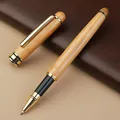 Elegant wooden business rollerball pen with natural bamboo texture and gold accents - Bamboo Gel Pen