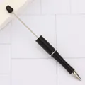 Sleek black DIY beadable ballpoint pen featuring a silver metal rod for jewelry making - Black