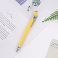 Modern yellow aluminum click ballpoint pen with soft-touch finish and stylus tip - 1.0mm Bullet Tip / Light Yellow