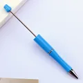 Creative DIY beading ballpoint pen in light blue finish with metal rod for custom beads - Blue