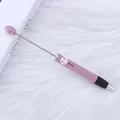 Lindo bolígrafo de cuentas morado para bricolaje con botón de cara sonriente feliz - Lila (79)