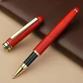 Business ballpoint pen made of red pearwood with elegant gold-toned accents - Beech Wood Gel Pen