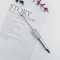 Elegant silver UV-plated ballpoint pen featuring white pearl and rhinestone embellishments - 1.0mm Bullet Tip / Silver