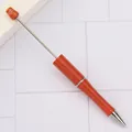 Orange pearlescent DIY beaded ballpoint pen with glitter finish and metal bead rod - Pearlescent Orange