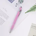 Elegant pink aluminum click ballpoint pen with stylus tip and soft-touch rubberized finish - 1.0mm Bullet Tip / Light Purple