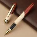 Elegant two-tone wood business rollerball pen with gold accents for office gifting - Patchwork Gel Pen