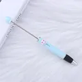 Lindo bolígrafo de cuentas DIY azul claro con botón deslizante de cara sonriente - Azul Celeste (83)
