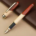 Elegant rosewood and natural wood patchwork business fountain pen with gold metal clip - Patchwork Fountain Pen