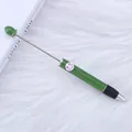 Bolígrafo de cuentas verde con carita sonriente y varilla metálica para DIY - Verde Loto (89)