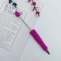 Creative pink heart beaded ballpoint pen with bubble beads luxury handmade stationery - 1.0mm Bullet Tip / Rose Red