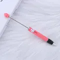 Lindo bolígrafo rosa retráctil con botón de carita sonriente blanca para manualidades DIY - Rosa Barbie (91)