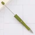 DIY beadable ballpoint pen with olive green pearlescent glitter finish for crafts - 1.0mm Bullet Tip / Pearl Dark Green