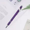 Elegant purple aluminum ballpoint pen with stylus tip and silver accents for office use - 1.0mm Bullet Tip / Deep purple