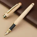 Elegant natural maple wood business fountain pen with polished gold trim and nib - Maple Wood Fountain Pen