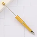 Elegant golden DIY beaded ballpoint pen for creative handmade jewelry and craft projects. - 1.0mm Bullet Tip / Amber Yellow