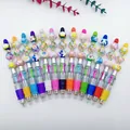 Set of DIY cartoon beaded pens with 4-in-1 multi-color ink in vibrant macaron colors - Cartoon Beaded Style / Black