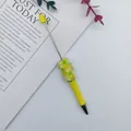 Yellow pineapple beaded ballpoint pen with decorative pearls and rhinestones - Pineapple / 1.0mm / Yellow