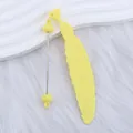 Yellow feather-shaped silicone beaded bookmark rod for DIY craft jewelry making - Light Yellow