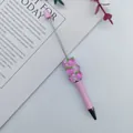 Creative DIY beaded ballpoint pen with pink peach decor and sparkly rhinestone details. - Pink Peach / 1.0mm / Pink