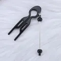Elegant DIY black U-shaped hair fork with a beaded metal rod for creative bun hairstyles - Black