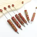 Sparkling red and green rhinestone-encrusted DIY beaded ballpoint pen for festive gift ideas - 1.0mm Bullet Tip / Christmas Color