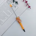 Creative DIY beaded ballpoint pen featuring orange fruit charms and elegant pearl accents - Carrot / 1.0mm / Orange