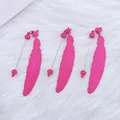 Vibrant candy pink feather-shaped beaded bookmark stems for DIY handmade stationery crafts - Rose Red