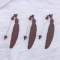 Brown DIY feather leaf shaped silicone bookmark poles for handcrafted bead jewelry making. - Coffee