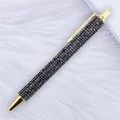 Luxury retractable ballpoint pen with black rhinestones and gold accents for business gifts - 1.0mm Bullet Tip / Glossy Black (Gold Hardware)