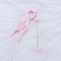 Delicate pink U-shaped hair fork featuring a beaded metal pin for creative DIY hair styling - Candy Light Pink