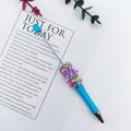Blue DIY beaded ballpoint pen featuring colorful candy sprinkles bead decoration - 1.0mm Bullet Tip / Macaron Blue