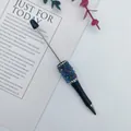 Handmade DIY beaded pen with colorful iridescent mermaid bubble beads and black barrel - Black