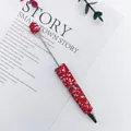 Sparkling red DIY beaded ballpoint pen with full AB rhinestone coverage and metal tip - 1.0mm Bullet Tip / AB Crimson