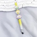 Cute DIY magic wand beaded stylus pen with yellow gradient barrel and cream decorations - 1.0mm Bullet Tip / Gradient Yellow
