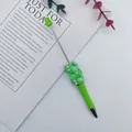 Creatieve groene DIY-kralenpen met handgemaakte strassgreep voor gepersonaliseerd knutselen - Groene Appel