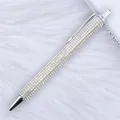 Sparkling rhinestone-encrusted silver ballpoint pen for luxury office stationery - 1.0mm Bullet Tip / White (Silver Accessories)