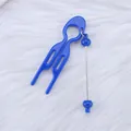 Creative DIY beaded U-shaped hair fork in vibrant blue for elegant styling - Fluorescent Blue