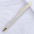 Elegant iridescent rhinestone-covered click ballpoint pen featuring stylish gold accents - 1.0mm Bullet Tip / AB Iridescent (Gold Hardware)